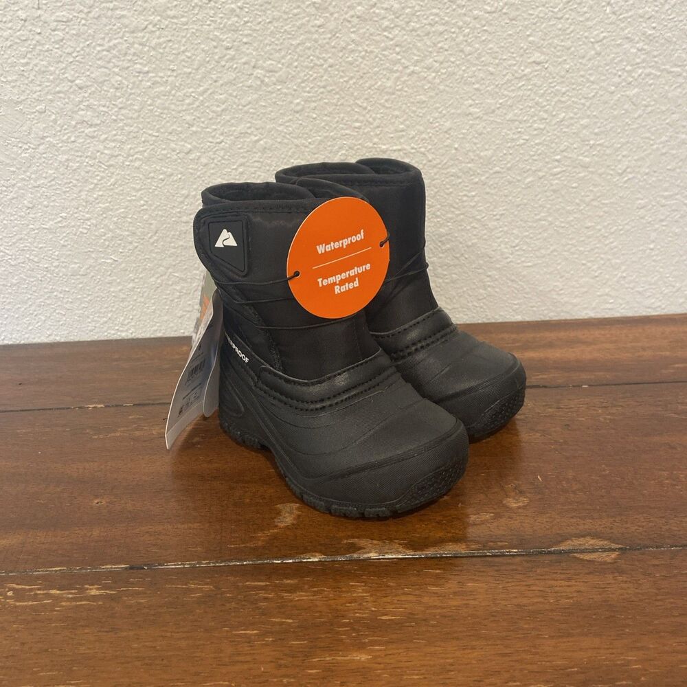 Ozark Trail Waterproof Synthetic Snow Boots Black Unisex Kids Size 6 Drawstring